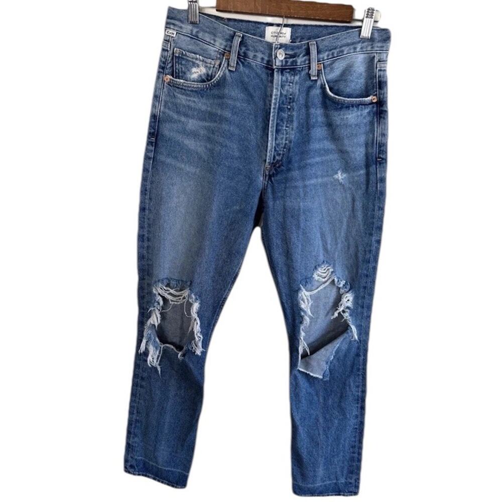 Citizens of Humanity Charlotte Straight Jeans Womens 27 High Rise Distressed